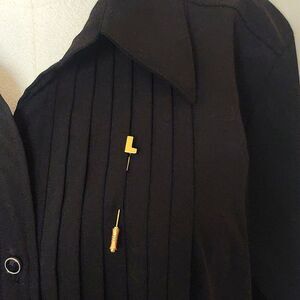 Vintage Trifari Block Letter Initial Monogram Stick Pin - Gold "L"